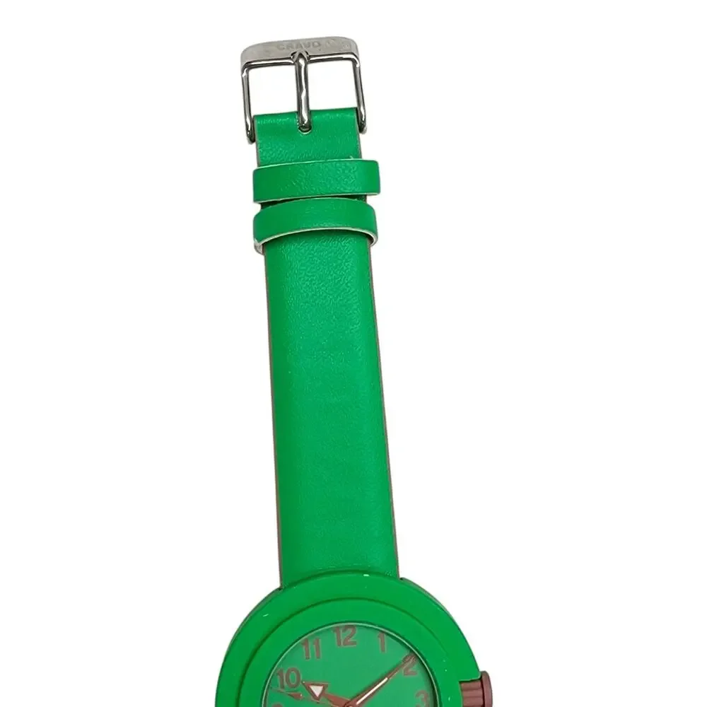 Crayo Crazy For Color Green Brown Analog Quartz Watch Silicone Band Battery